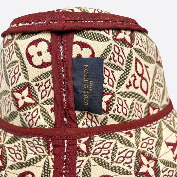 New Authentic LOUIS VUITTON Monogram Since 1854 Jacquard Bucket Hat Burgundy S - Picture 9 of 14